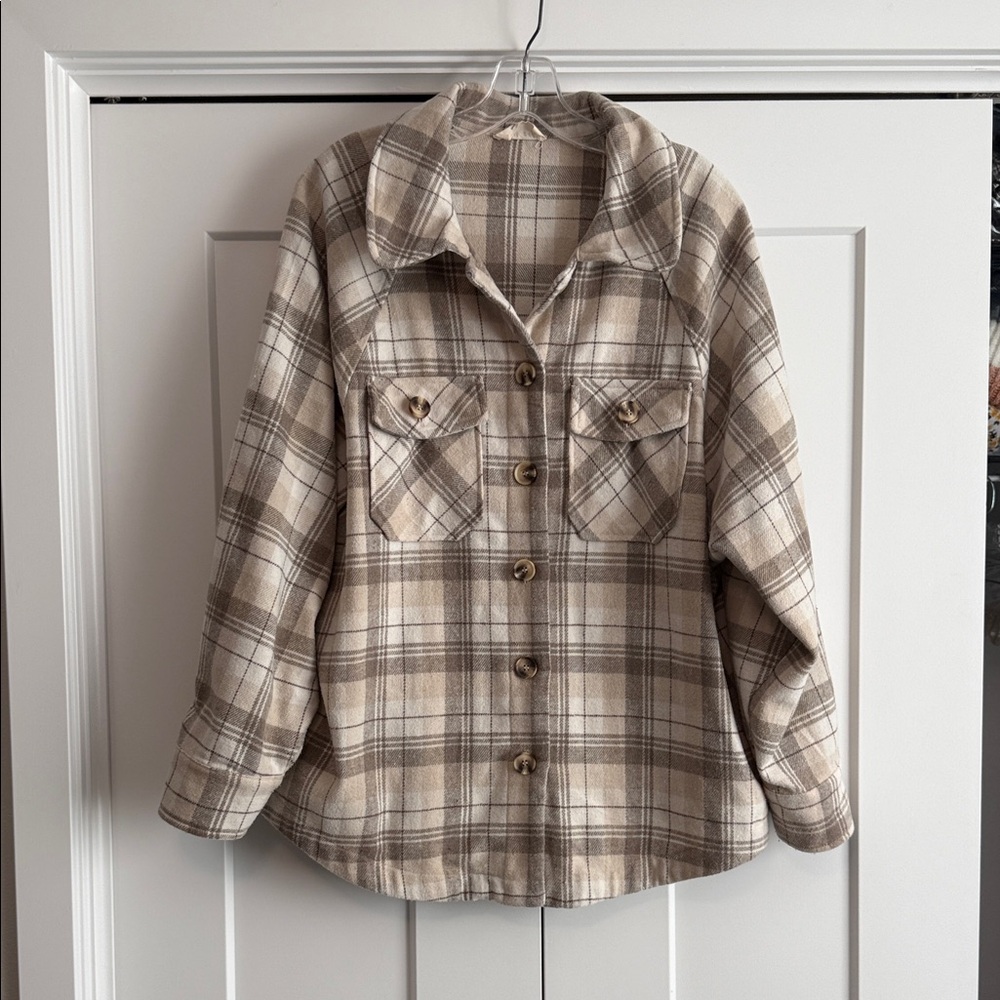 New In Plaid Shirt Jacket